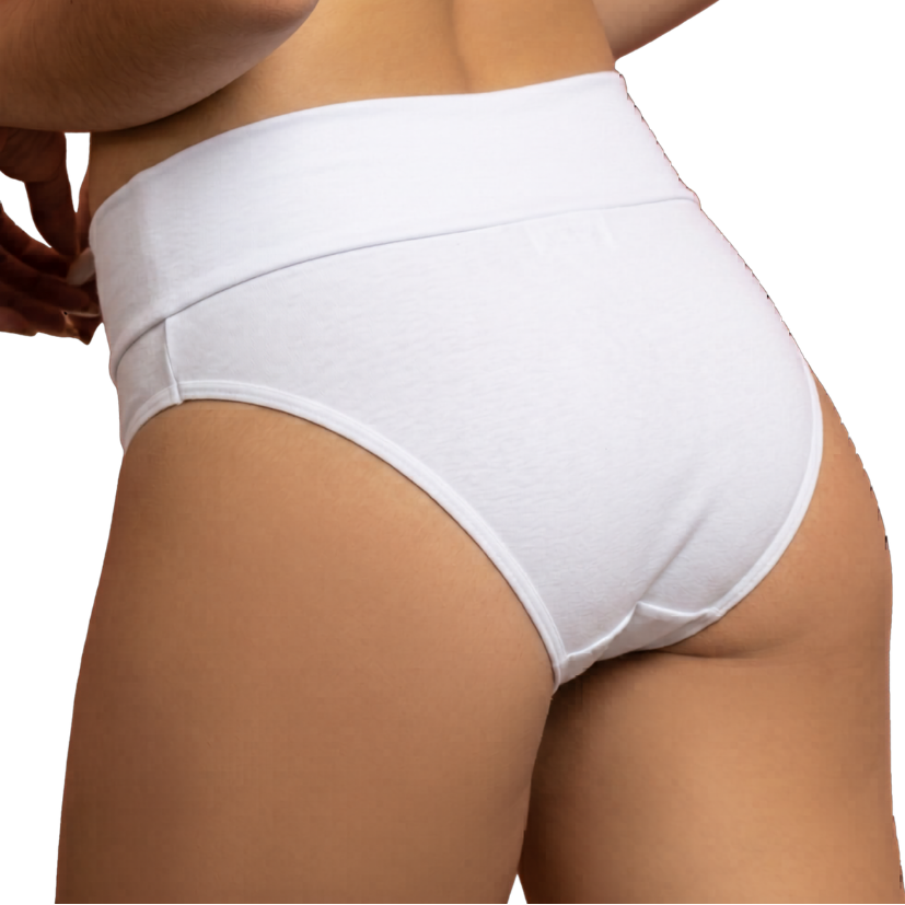 Calcinha tradicional de cotton com cós largo