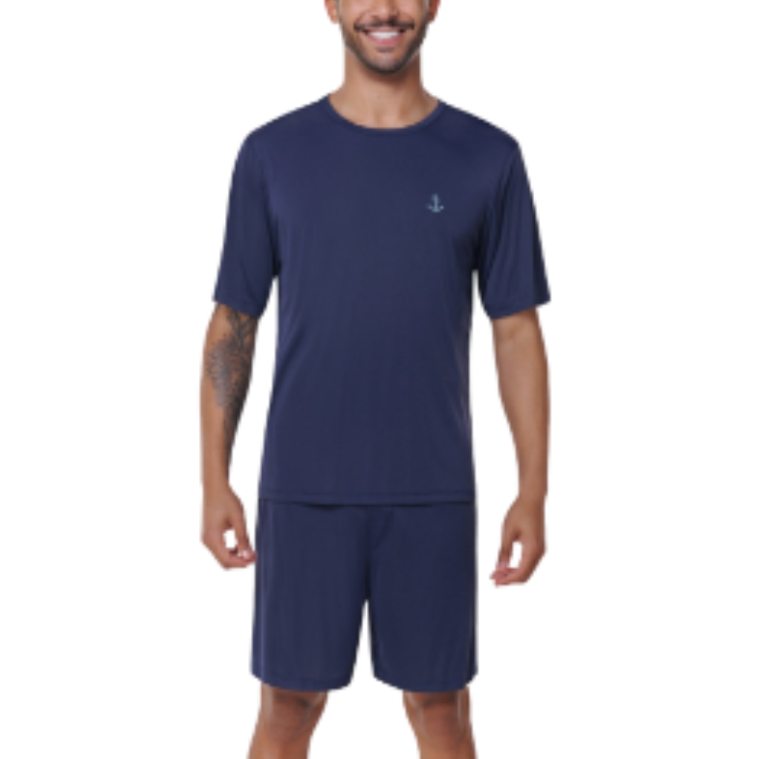 Pijama Masculino Manga Curta com Bermuda