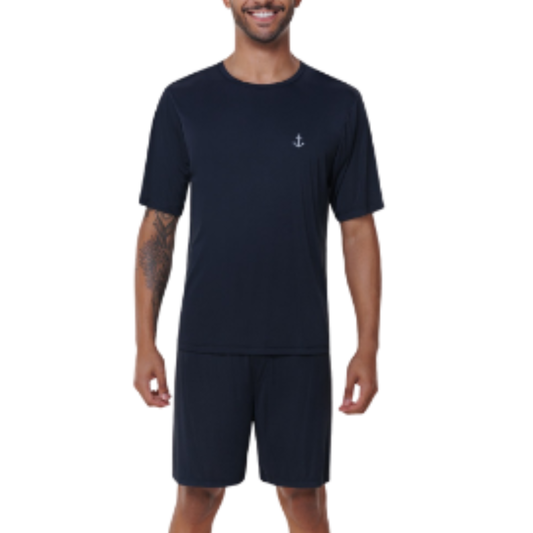 Pijama Masculino Manga Curta com Bermuda