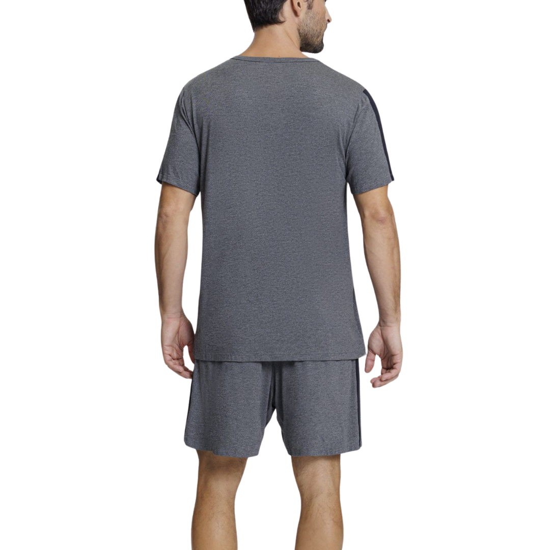 Pijama Masculino Manga Curta com Bermuda