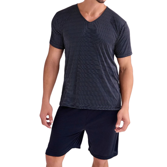 Pijama masculino manga curta com bermuda