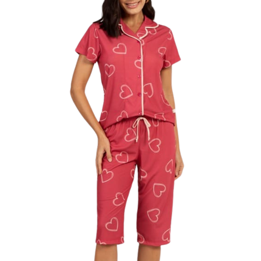 Pijama Meia-Estação Feminino Estilo Americano
